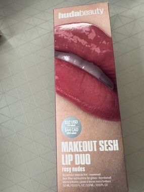 HUDA BEAUTY Makeout Sesh Lip Duo - Rosewood Rosy Nude